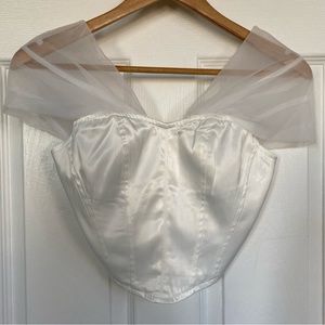 Shein White Tulle Sleeved Corset Top (XS)